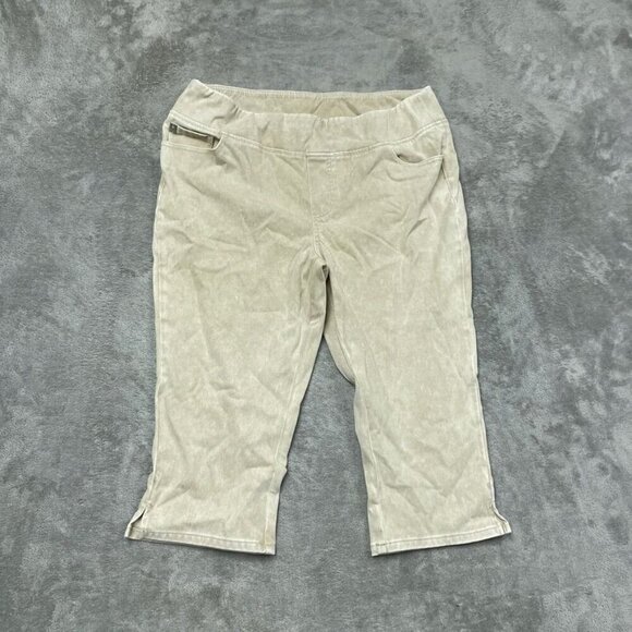 Belle by Kim Gravel Pants - Belle By Kim Gravel Womens Capri Pants Size 18WP Stretch Beige a1401